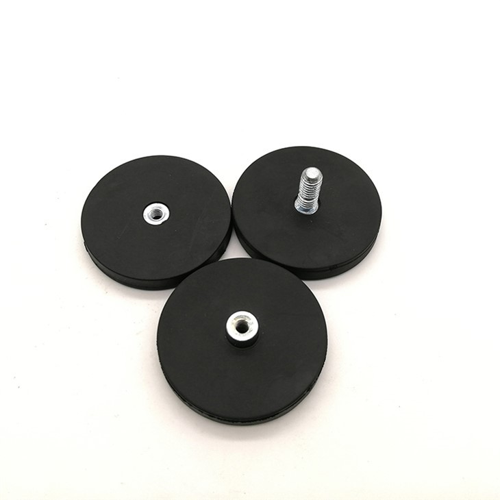 Neodymium Pot Magnet With Rubber Coating Round Permanent NdFeB M4 M6 M8 Screw Threaded Inner Or Outer Threaded